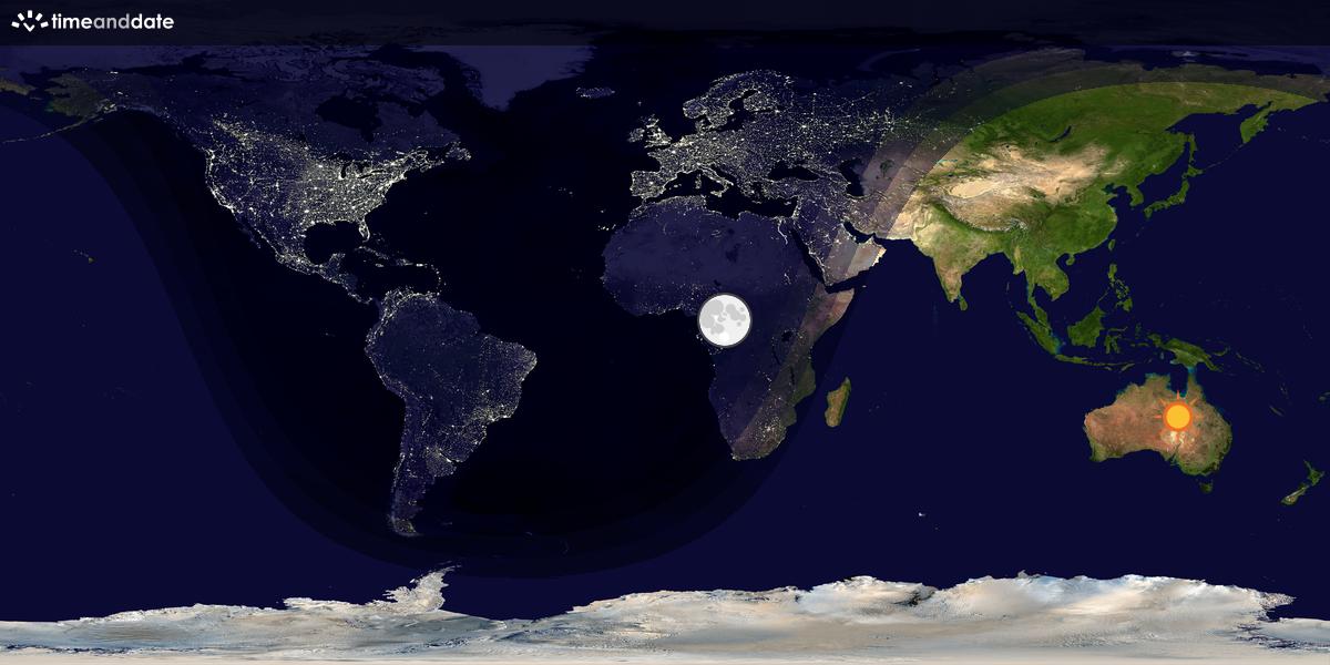 Verdenskart som viser dag og natt 