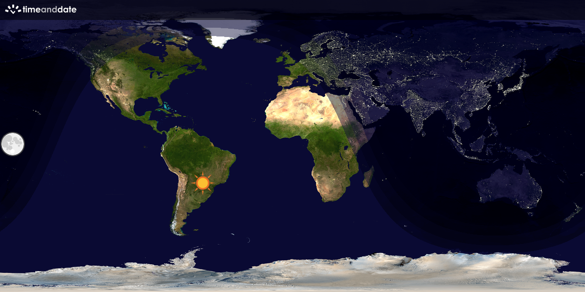 Verdenskart som viser dag og natt 