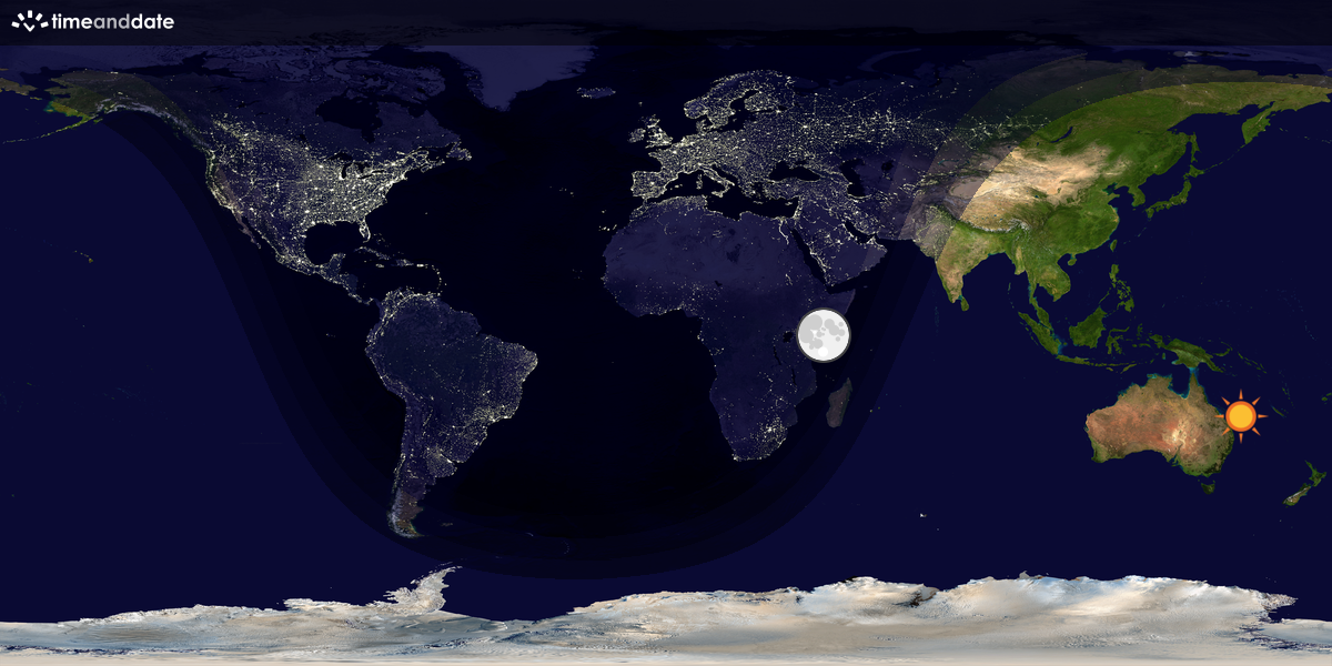 Verdenskart som viser dag og natt 