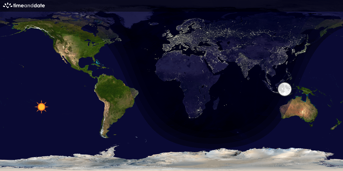 Verdenskart som viser dag og natt 