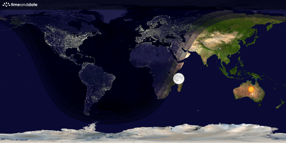 Verdenskart som viser dag og natt 