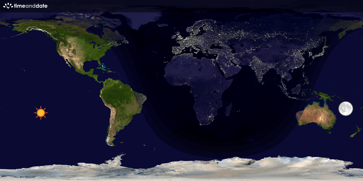 Verdenskart som viser dag og natt 