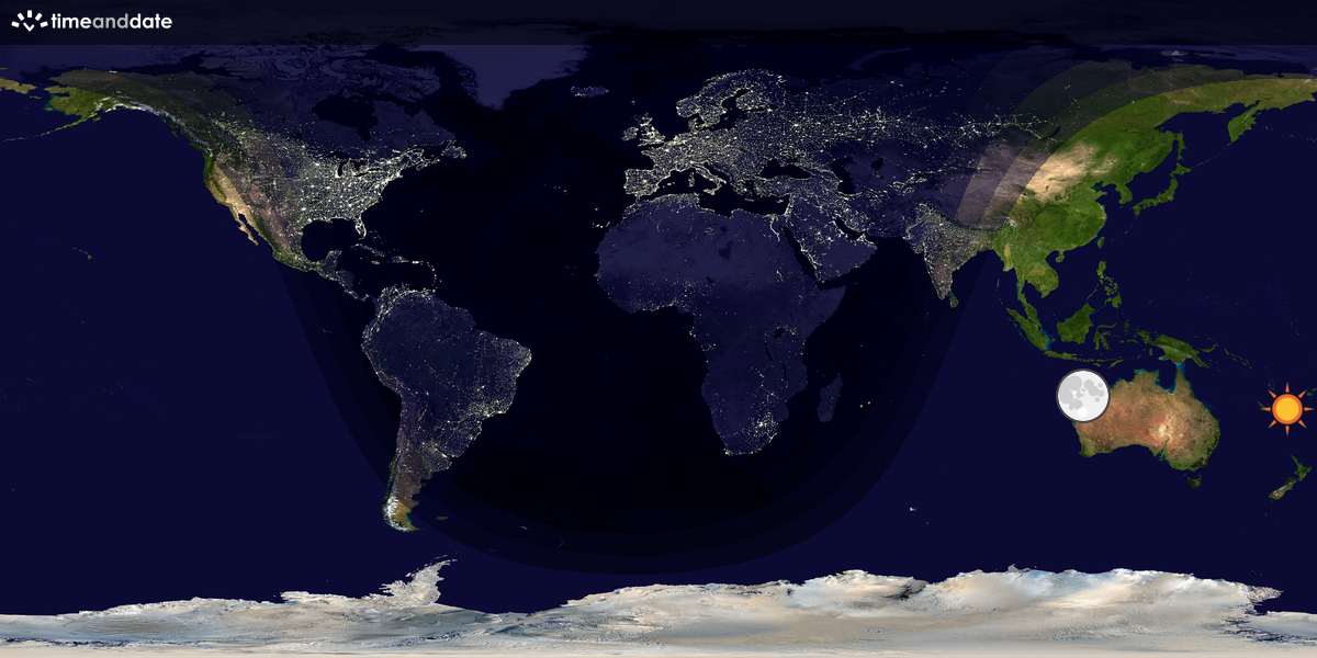 Verdenskart som viser dag og natt 