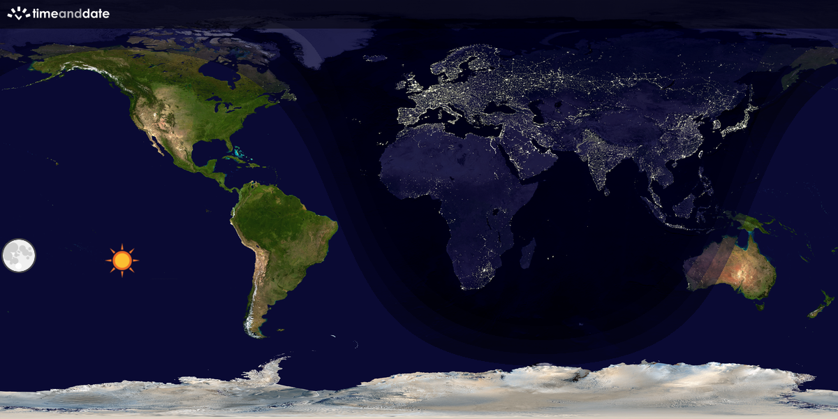 Verdenskart som viser dag og natt 