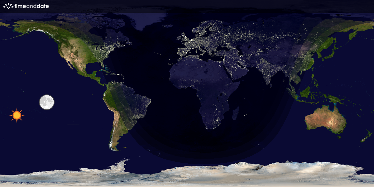 Verdenskart som viser dag og natt 