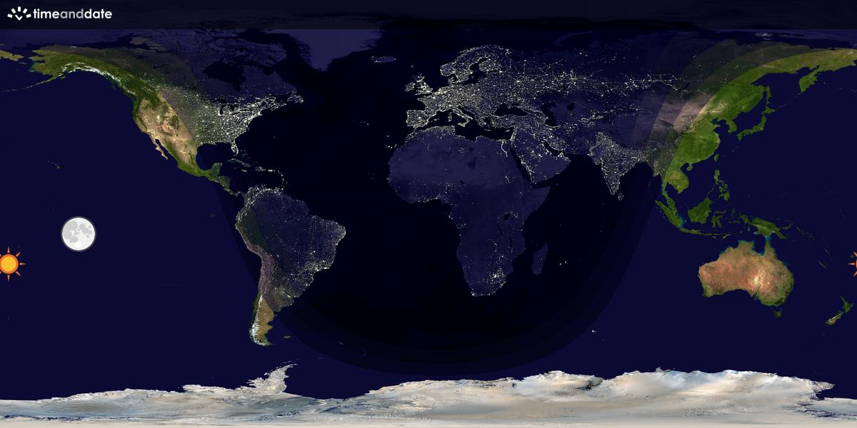 Verdenskart som viser dag og natt 