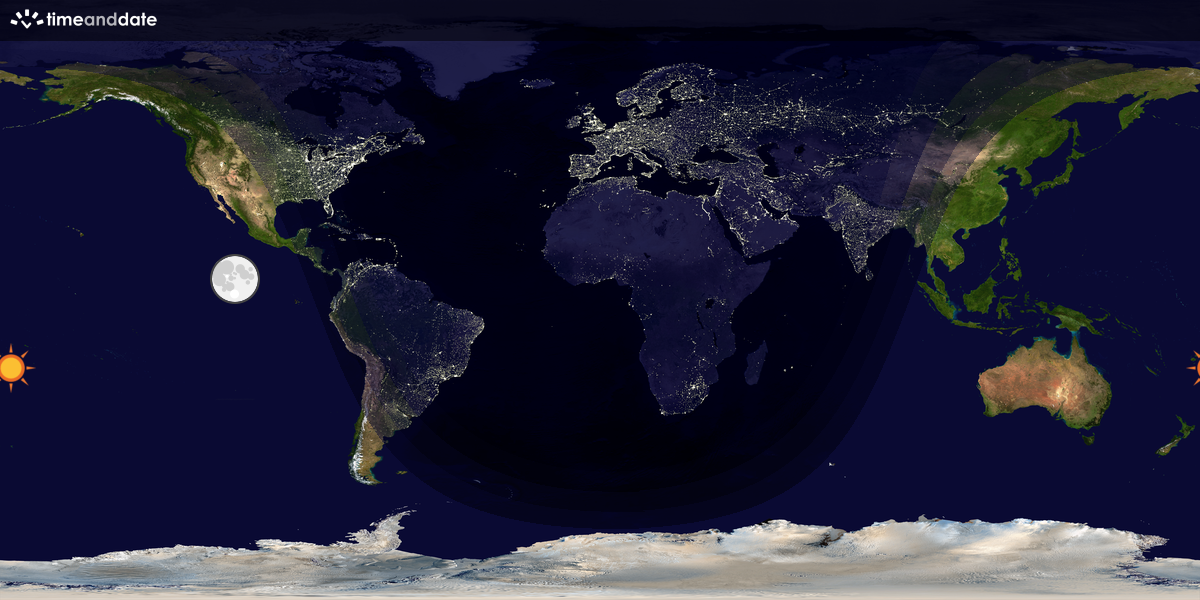 Verdenskart som viser dag og natt 