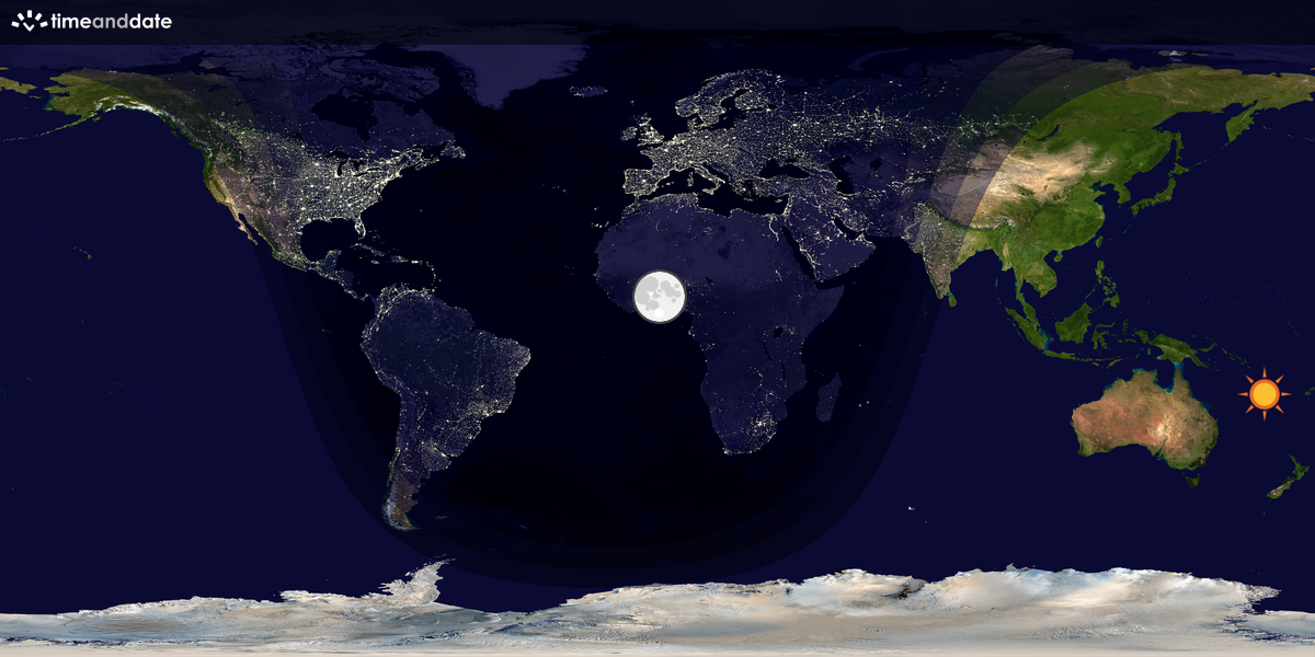 Verdenskart som viser dag og natt 