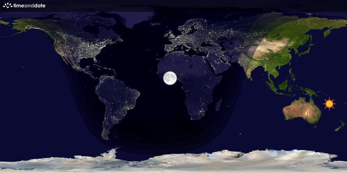 Verdenskart som viser dag og natt 
