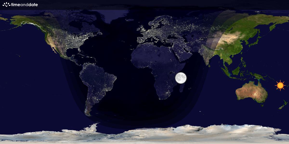 Verdenskart som viser dag og natt 