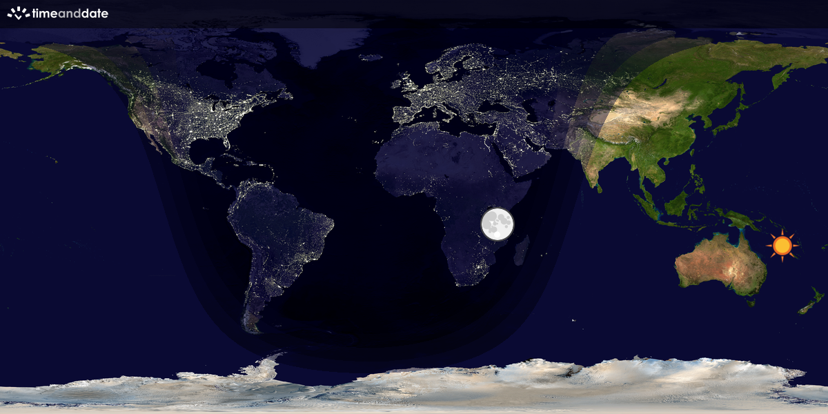 Verdenskart som viser dag og natt 