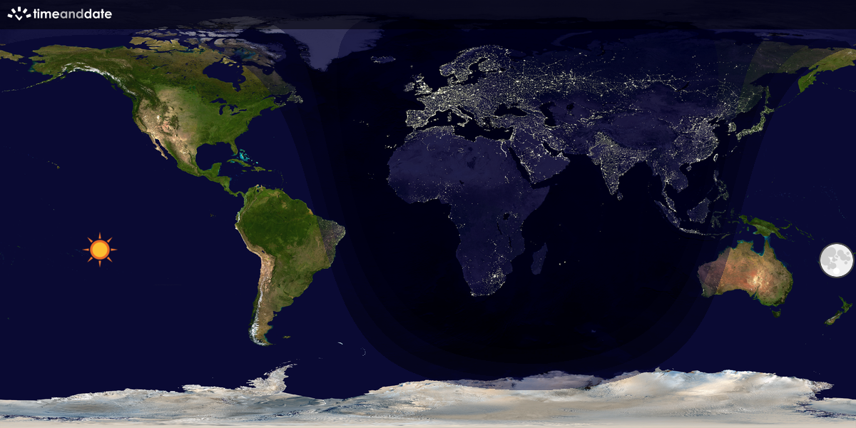 Verdenskart som viser dag og natt 