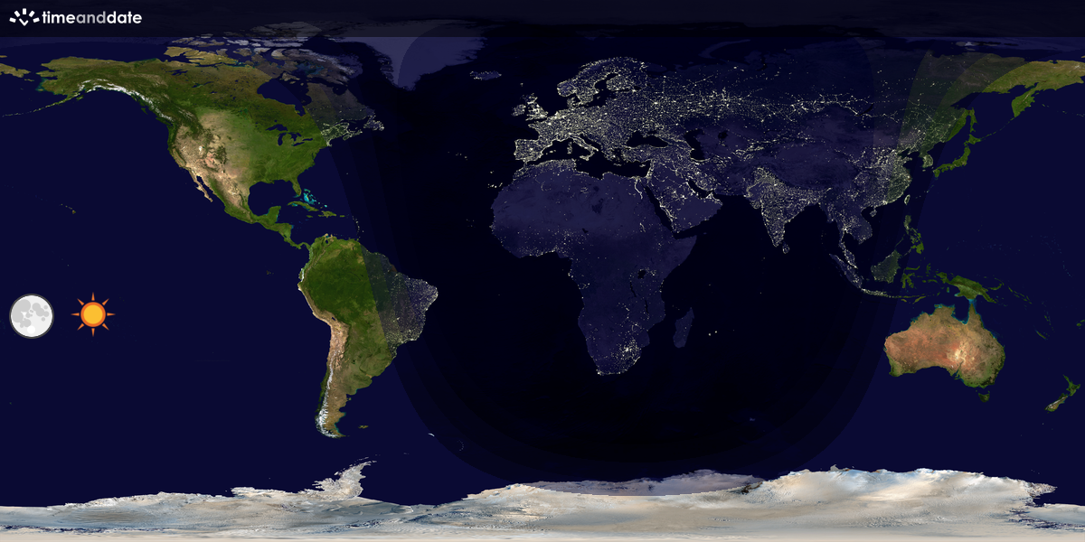 Verdenskart som viser dag og natt 