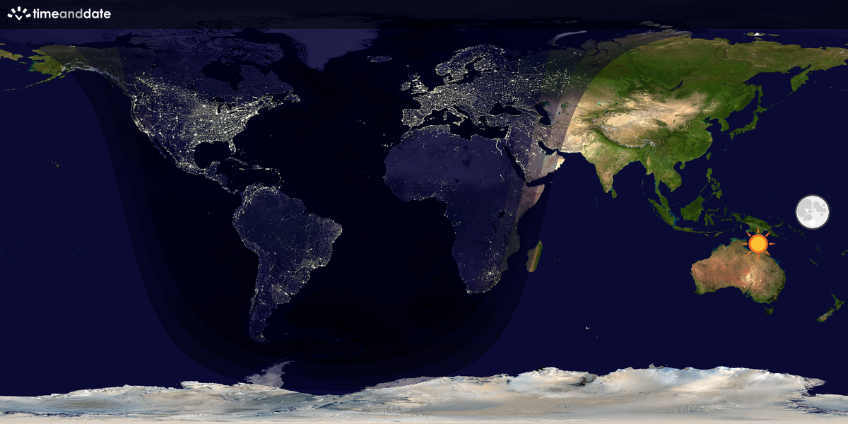 Verdenskart som viser dag og natt 