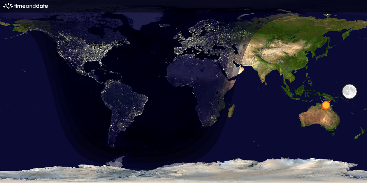 Verdenskart som viser dag og natt 