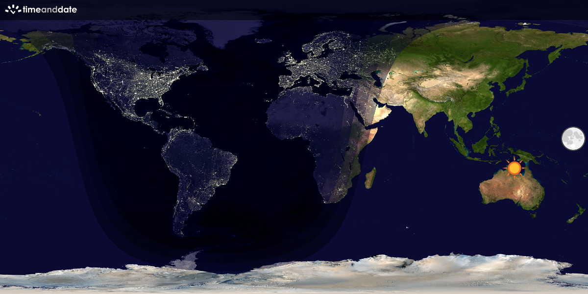 Verdenskart som viser dag og natt 