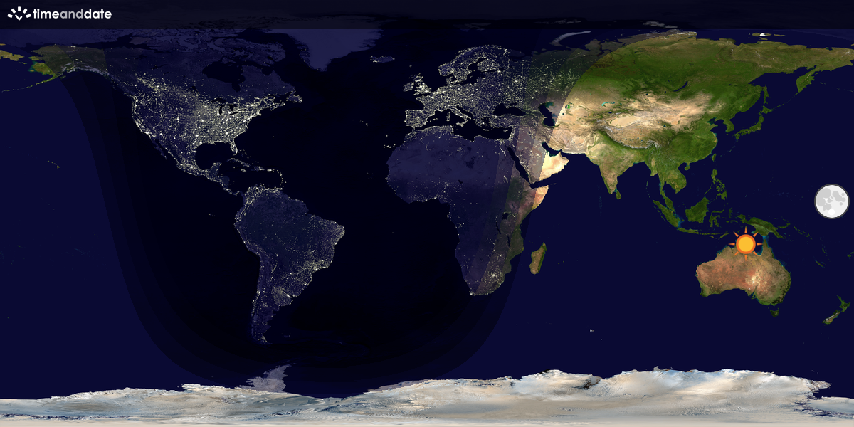 Verdenskart som viser dag og natt 