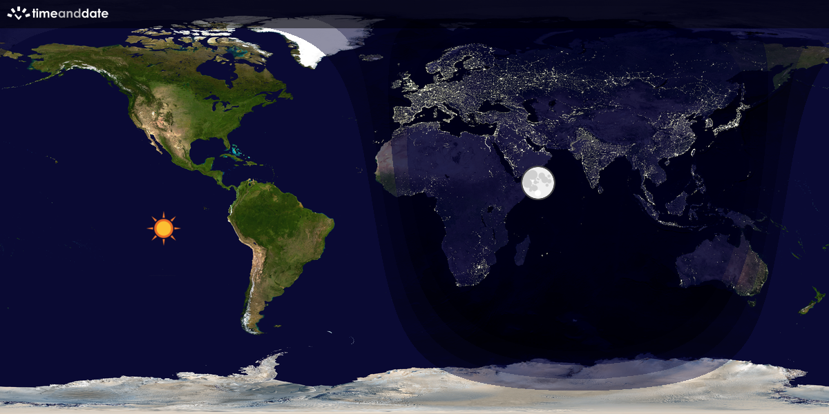 Verdenskart som viser dag og natt 