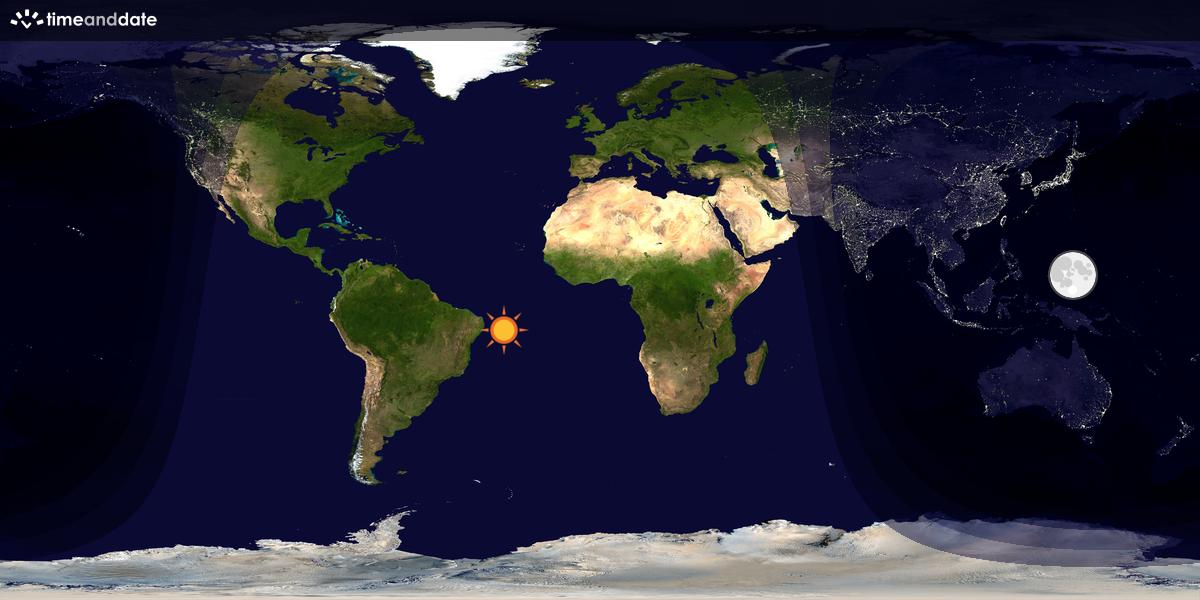 Verdenskart som viser dag og natt 