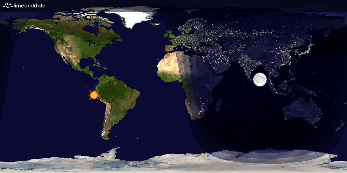 Verdenskart som viser dag og natt 