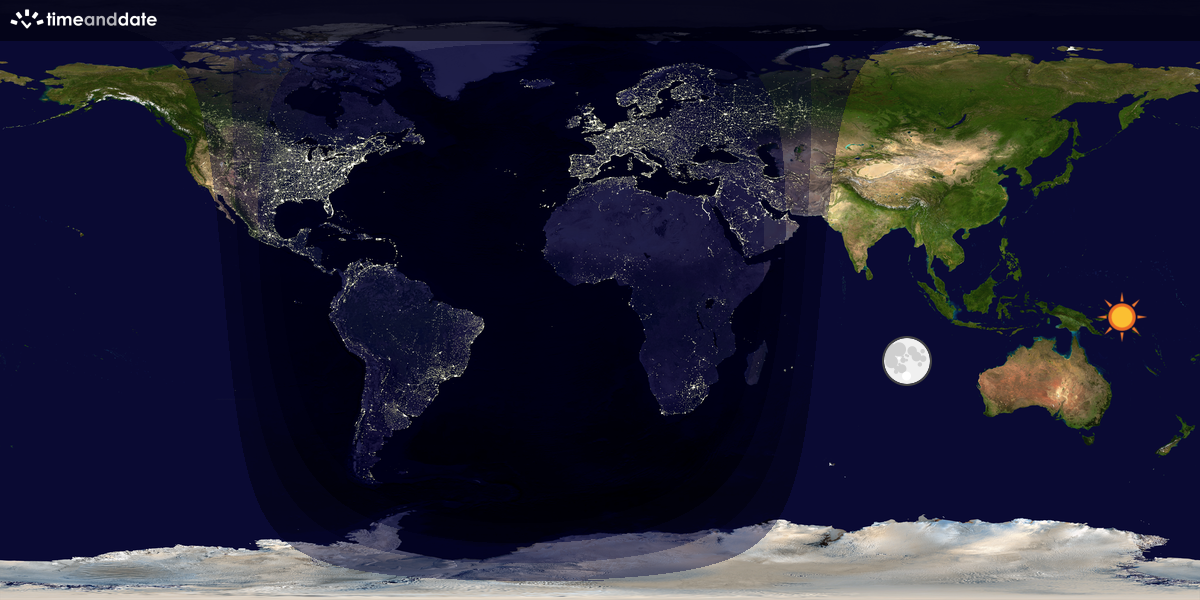 Verdenskart som viser dag og natt 