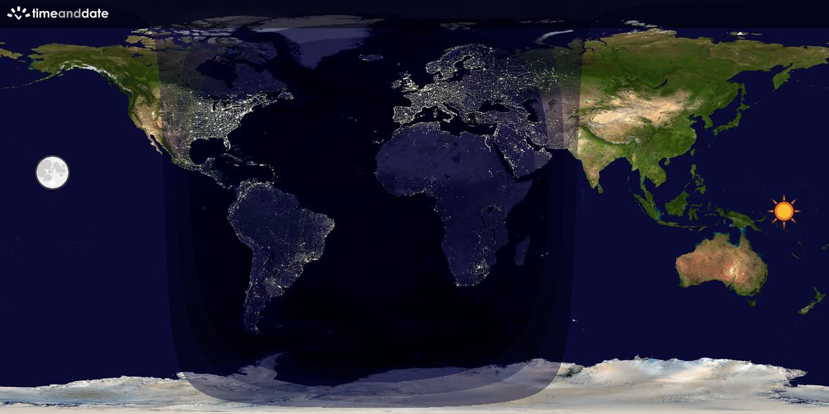 Verdenskart som viser dag og natt 