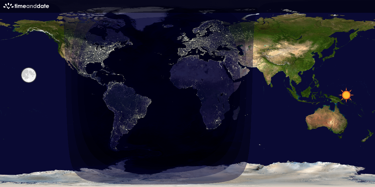 Verdenskart som viser dag og natt 