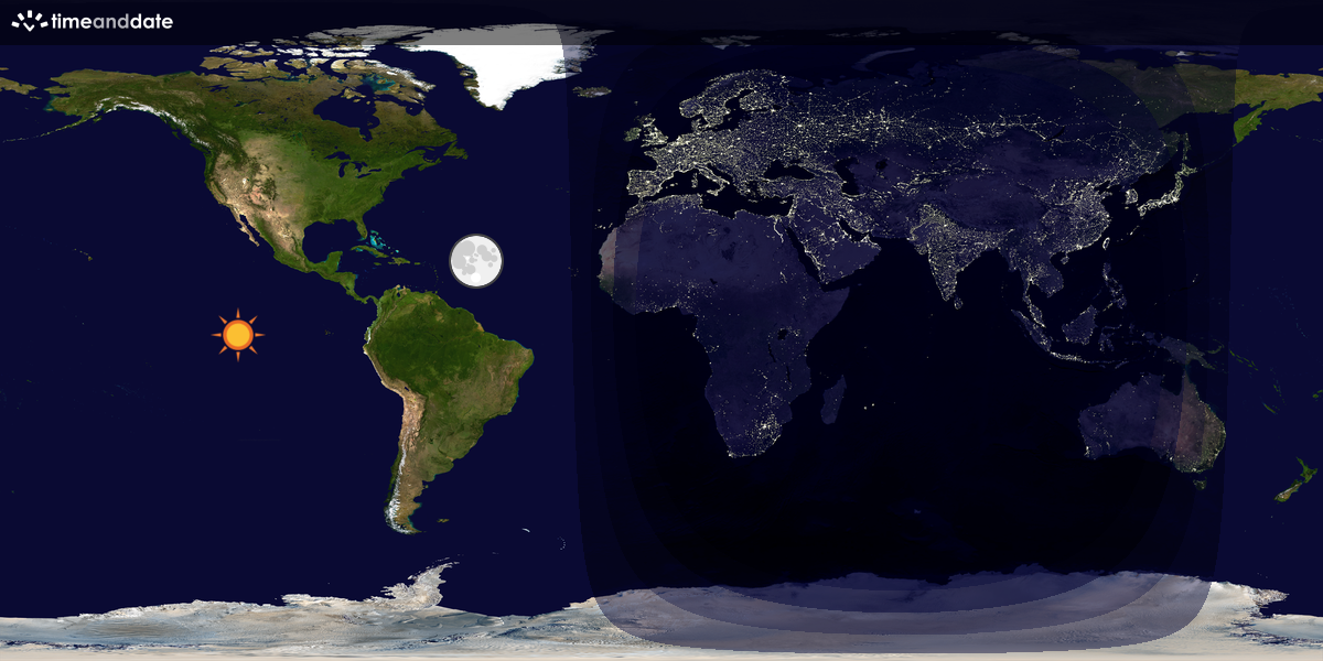 Verdenskart som viser dag og natt 
