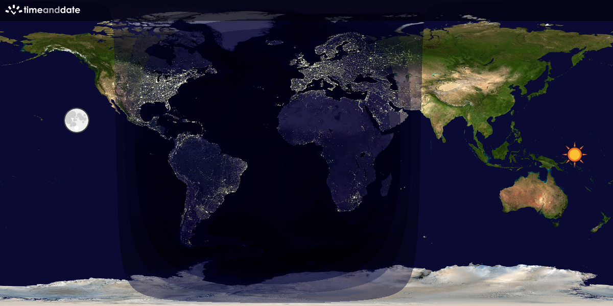 Verdenskart som viser dag og natt 