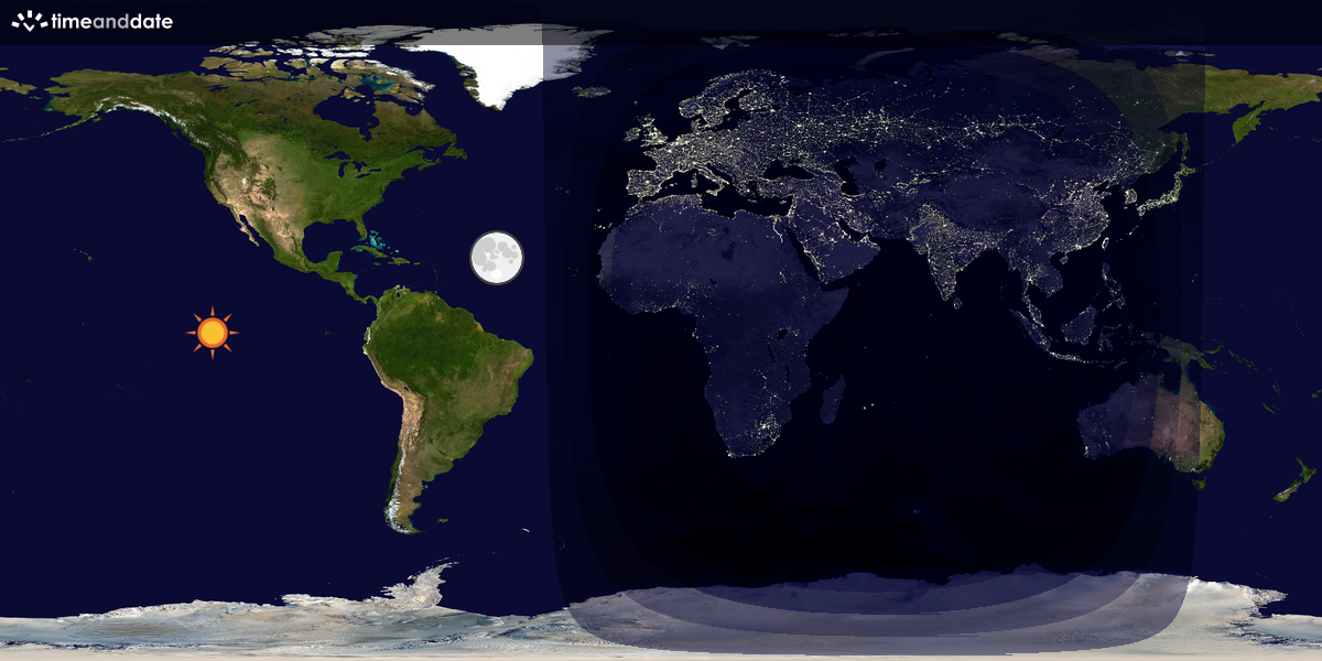 Verdenskart som viser dag og natt 
