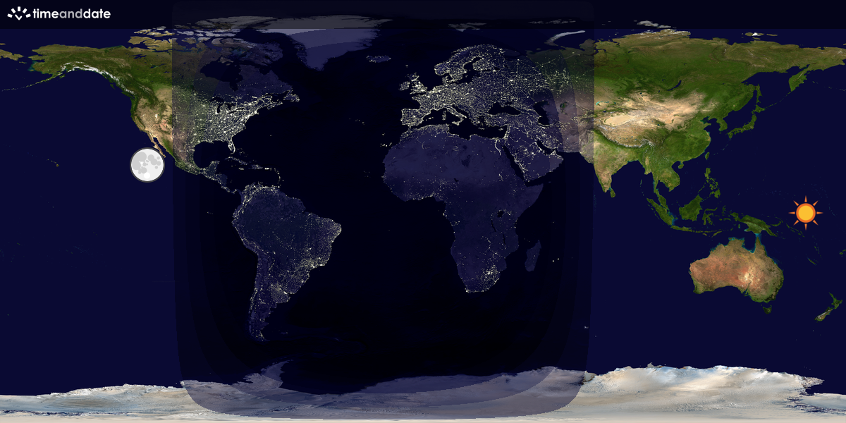 Verdenskart som viser dag og natt 