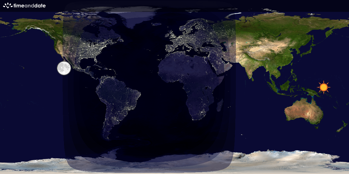 Verdenskart som viser dag og natt 