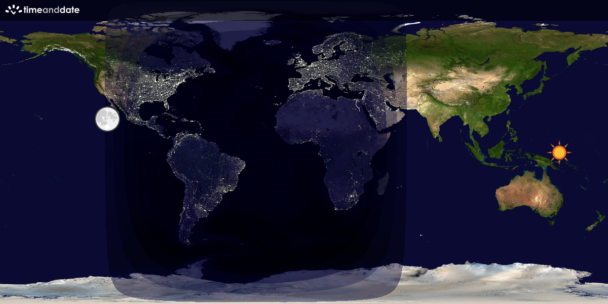 Verdenskart som viser dag og natt 