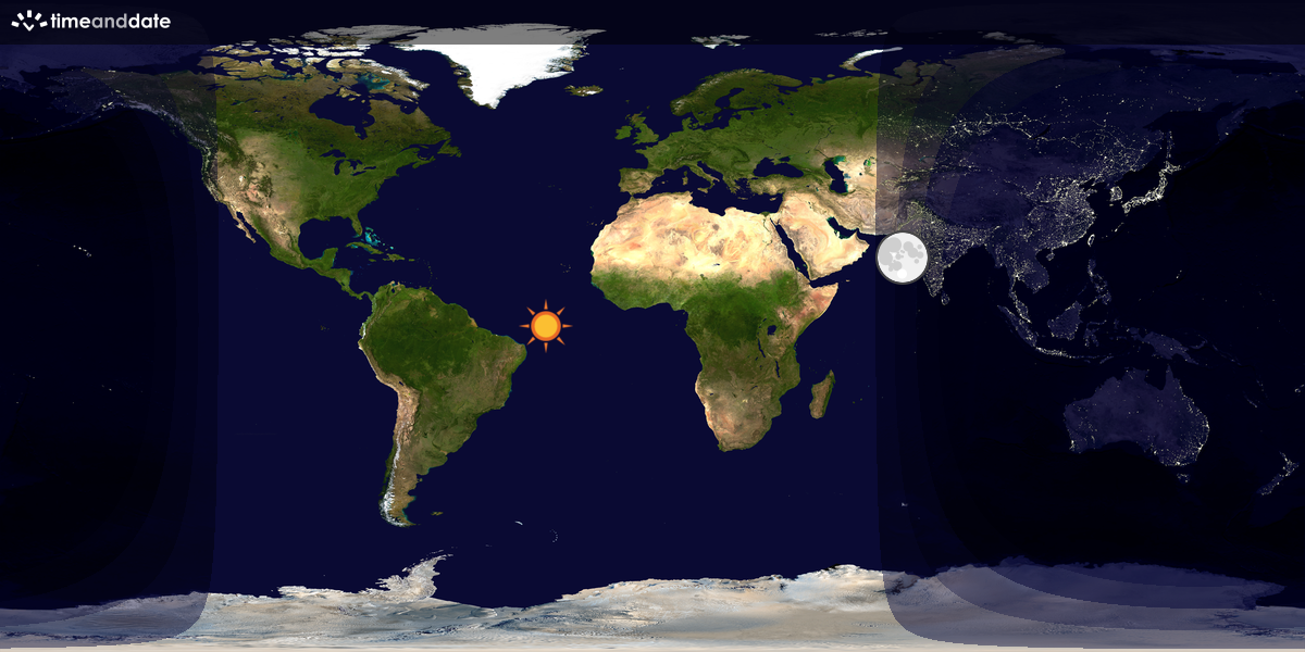 Verdenskart som viser dag og natt 