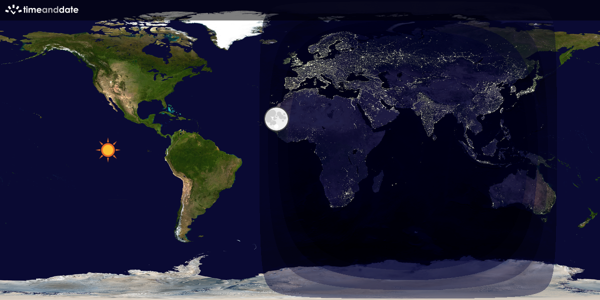 Verdenskart som viser dag og natt 
