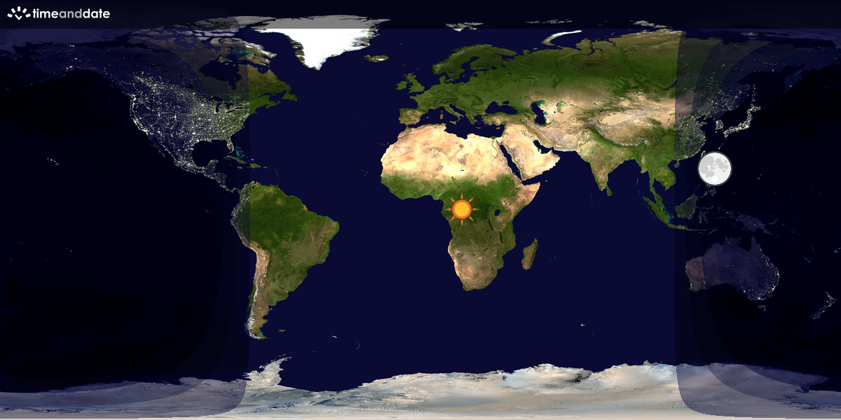 Verdenskart som viser dag og natt 