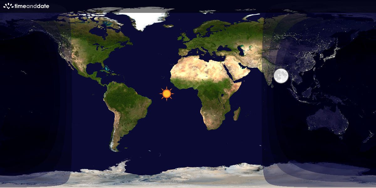 Verdenskart som viser dag og natt 