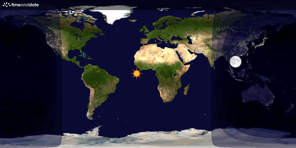 Verdenskart som viser dag og natt 
