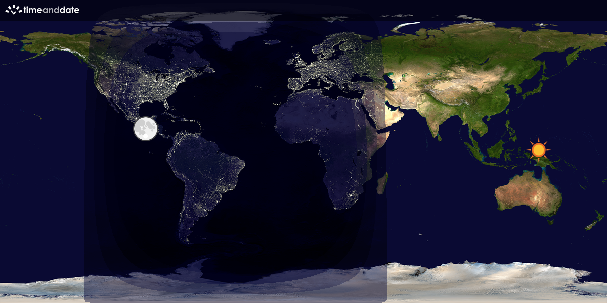 Verdenskart som viser dag og natt 