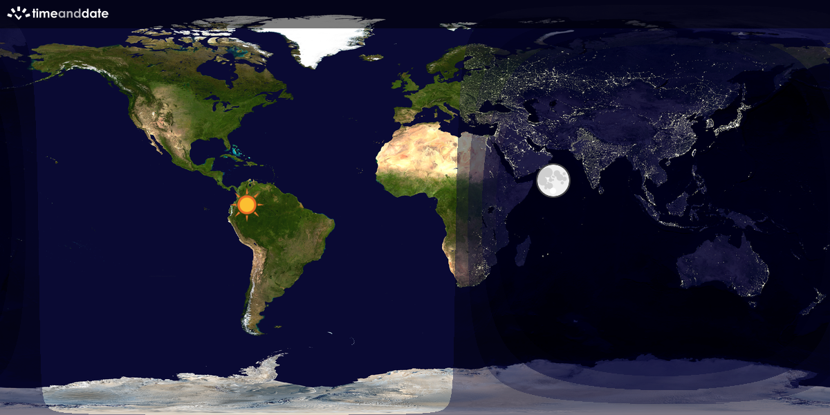 Verdenskart som viser dag og natt 
