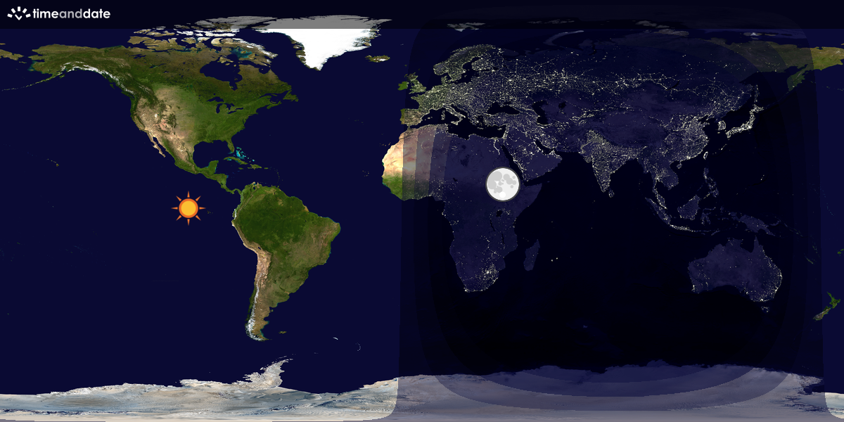 Verdenskart som viser dag og natt 
