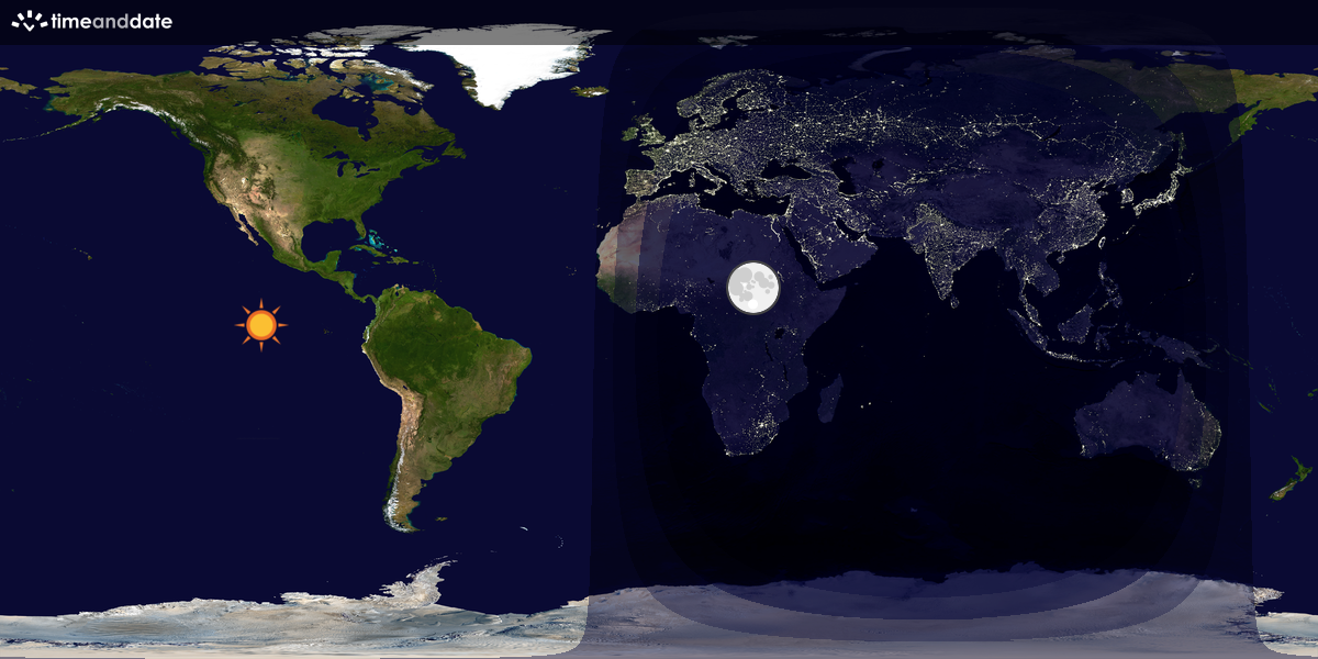 Verdenskart som viser dag og natt 
