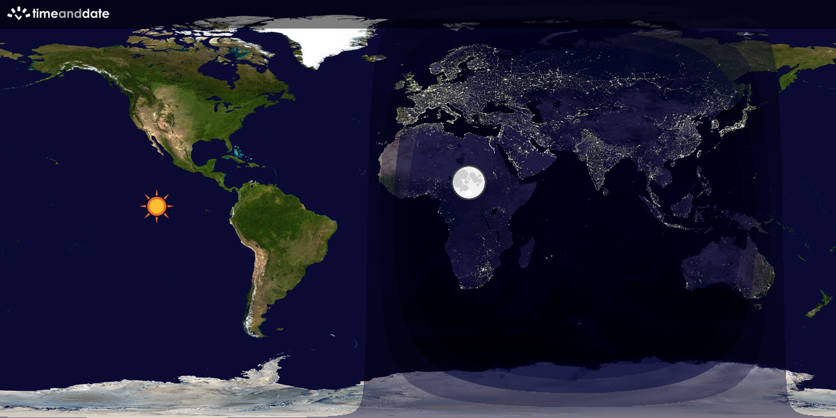 Verdenskart som viser dag og natt 