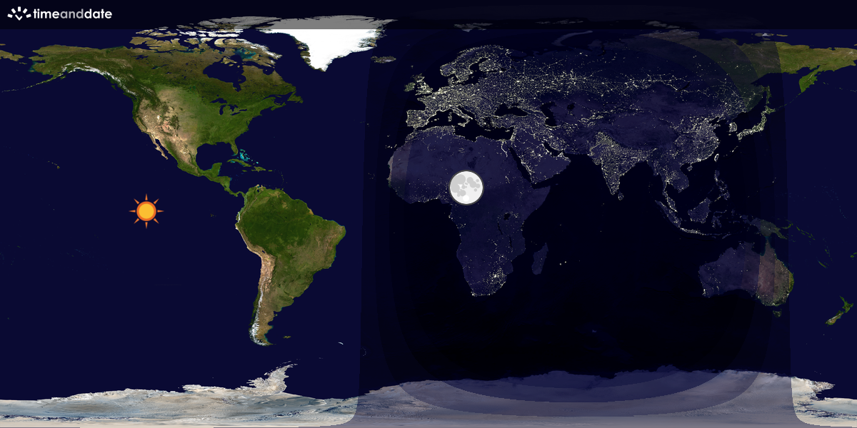 Verdenskart som viser dag og natt 