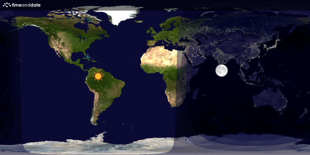Verdenskart som viser dag og natt 