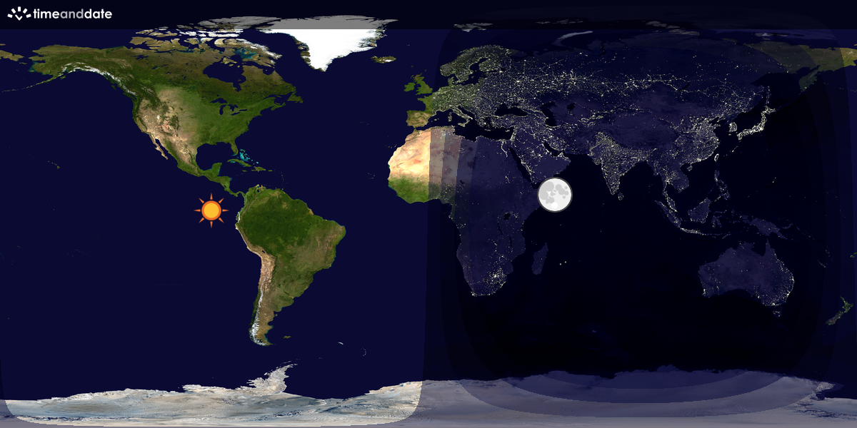 Verdenskart som viser dag og natt 