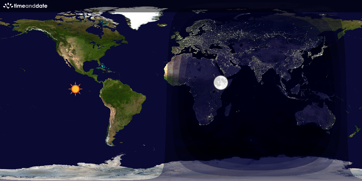 Verdenskart som viser dag og natt 