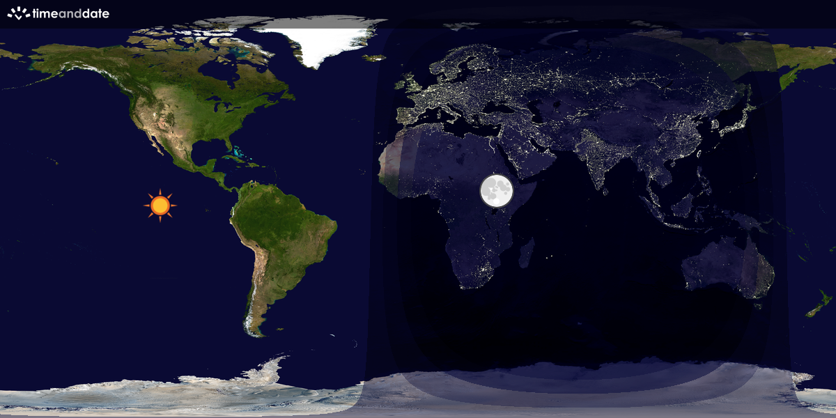 Verdenskart som viser dag og natt 