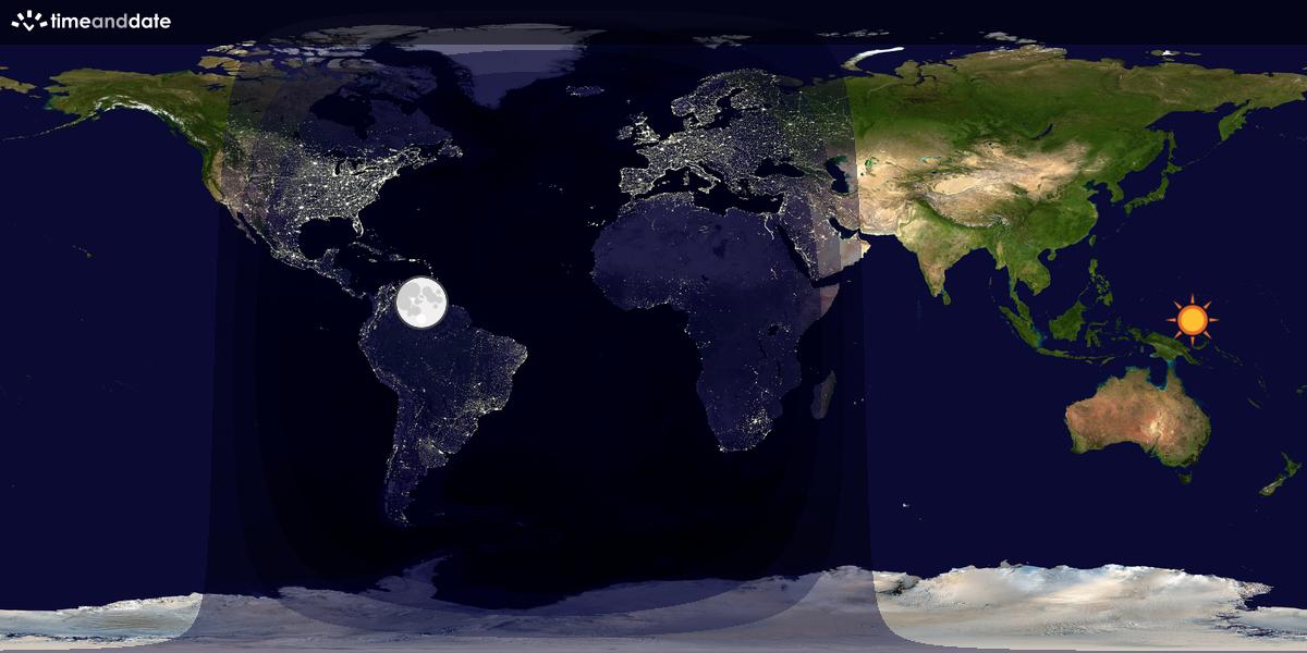 Verdenskart som viser dag og natt 