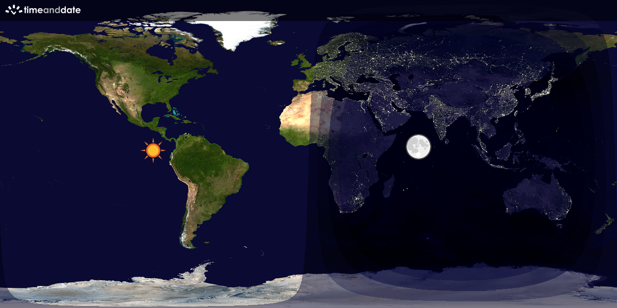 Verdenskart som viser dag og natt 